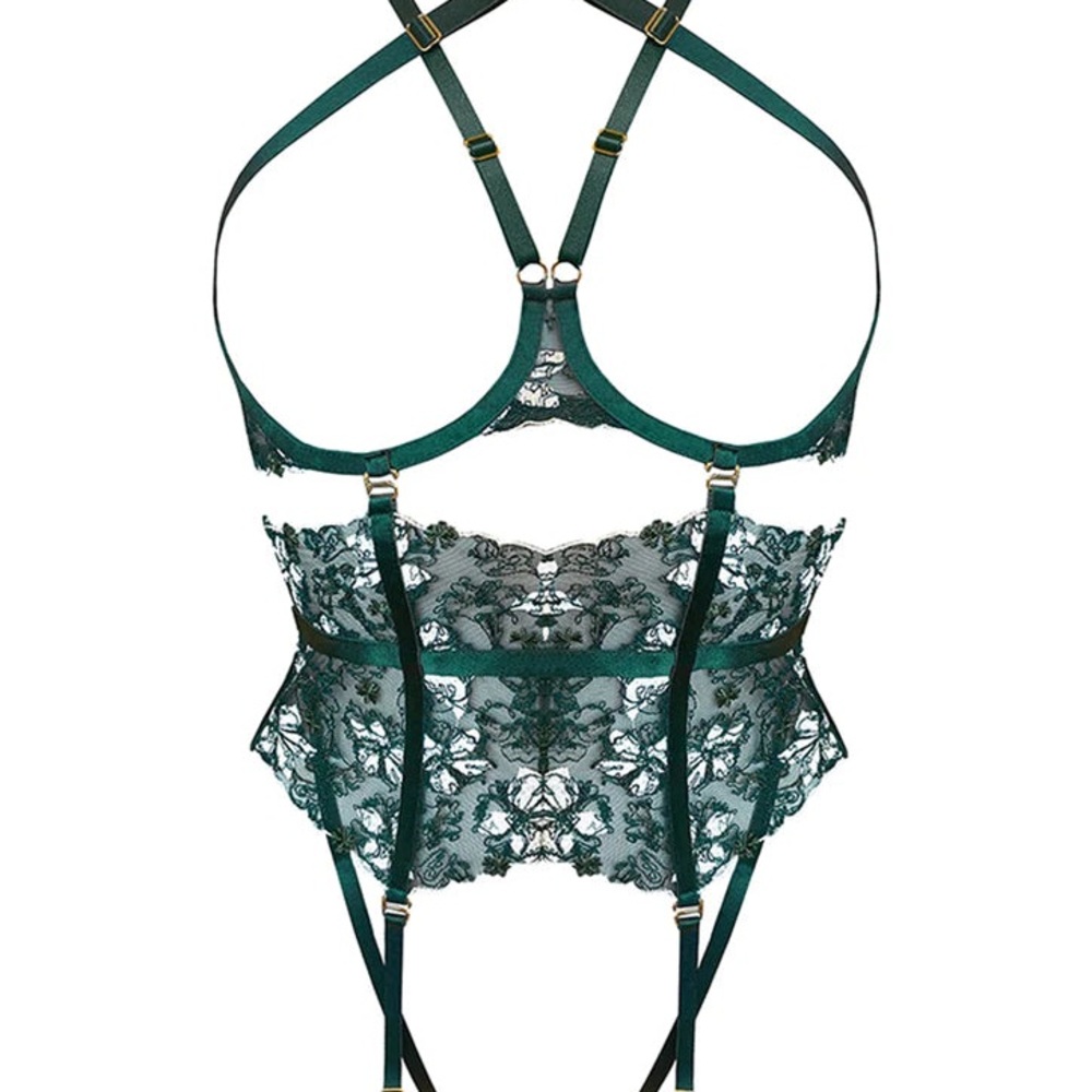 Bordelle  Harness Lingerie Set - Teal